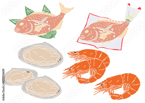 おせち③6種　版画