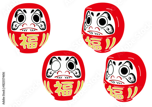 だるま4種　版画