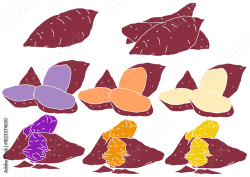 さつまいも8種　版画