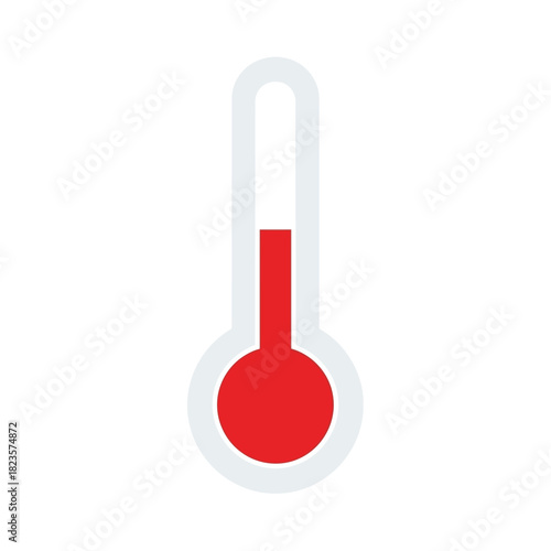 Simple weather thermometer icon showing warm temperature, used for measuring heat, fever, and climate conditions