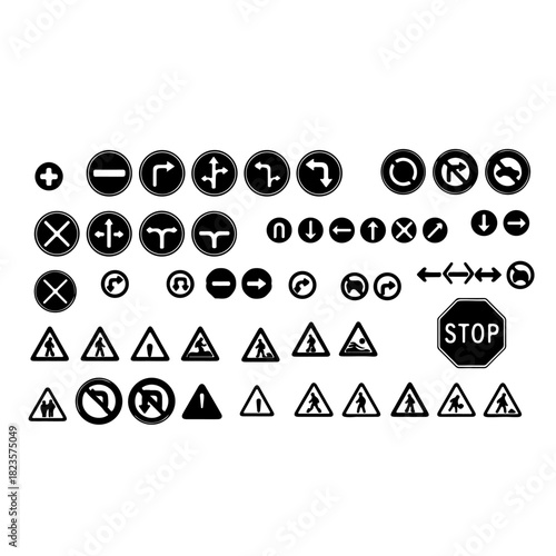 silhouette pack of trafic signs set