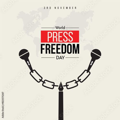 World Press Freedom Day - May 3rd, Chained Microphones and Pen Nib Design