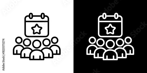 Community Event Icon Vector Illustration. Fresh Line Design Built For Creative Flexibility In Light And Dark Versions.