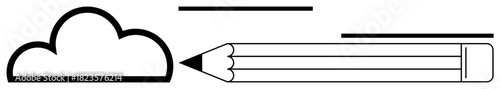 Cloud, pencil, and parallel lines in simple design represent creativity, imagination, ideas, education, writing, digital concepts and brainstorming. Ideal for inspiration innovation minimal flat