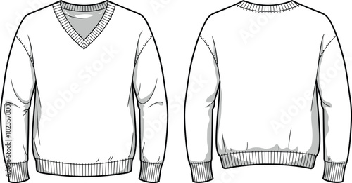 Sleeveless gathered bust dress sketch, bow back detail, flared A-line skirt, front and back view, CAD vector template