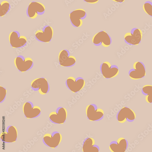 Hand-drawn overprint heart pattern on warm brown background