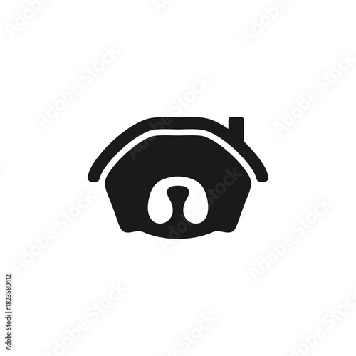 Unique graphic design of a dog's head integrated with a house silhouette, representing a pet-friendly home