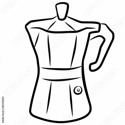 Moka Pot Illustration in Black Outline for Coffee Branding