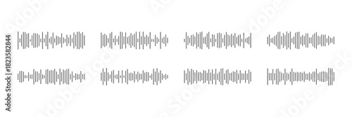 Sound wave icon set. Audio Wave and Music Frequency Symbols. Audio Equalizer and Volume Level Interface. audio equalizer graphics for digital media display . 