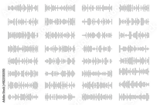 Sound wave icon set. Audio Wave and Music Frequency Symbols. Audio Equalizer and Volume Level Interface. audio equalizer graphics for digital media display . 