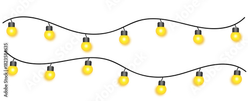 String of yellow holiday celebration light bulbs vector illustration perfect for party e.g. birthday anniversary new year decorations festive events
