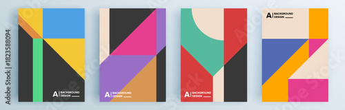 Modern abstract covers set, minimal covers design. Colorful geometric background, vector illustration.