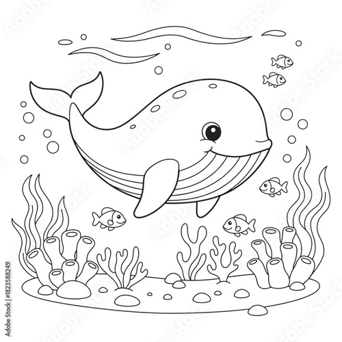 illustration vector graphic of whale perfect for coloring book