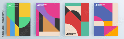 Modern abstract covers set, minimal covers design. Colorful geometric background, vector illustration.