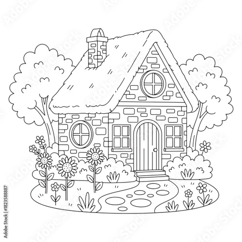illustration design graphic of house perfect for coloring book