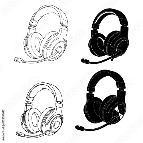 Minimalistic Headset Icon Design SILHOUETTE PACK