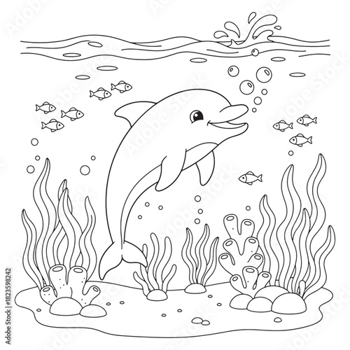 illustration vector graphic of dolphin for coloring book