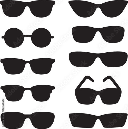 Collection of Black Sunglasses Silhouettes