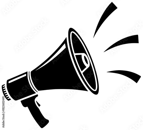 megaphone illustration communication silhouette loudspeaker logo voice icon loud outline sound announcement message speaker attention announce advertising alert bullhorn shape and vector graphic backg