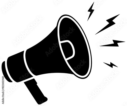 megaphone illustration communication silhouette loudspeaker logo voice icon loud outline sound announcement message speaker attention announce advertising alert bullhorn shape and vector graphic backg