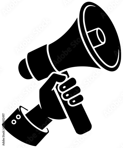 megaphone illustration communication silhouette loudspeaker logo voice icon loud outline sound announcement message speaker attention announce advertising alert bullhorn shape and vector graphic backg