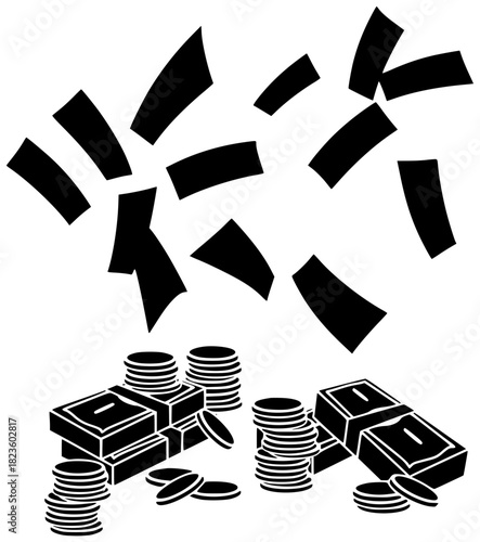 money illustration cash silhouette currency logo business icon finance outline savings wealth banking success financial jackpot dollar investment bank shape for vector graphic background