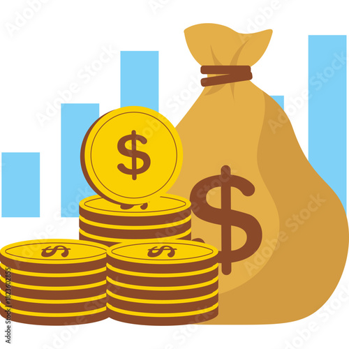 Money Bag Flat Illustration