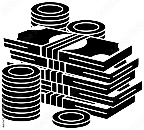 money illustration cash silhouette currency logo business icon finance outline savings wealth banking success financial jackpot dollar investment bank shape for vector graphic background