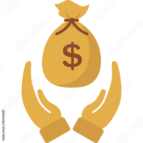 Money Bag Flat Illustration