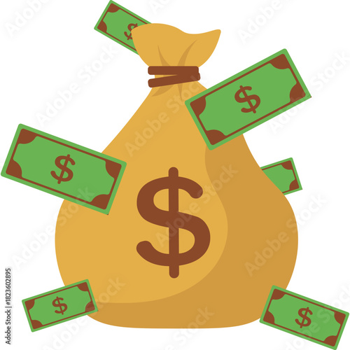 Money Bag Flat Illustration