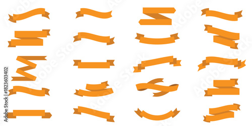Set of Orange Ribbon Banners . ribbon and banner vector elements for decoration and design . eps 10