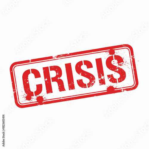 Red grunge rubber stamp with the word CRISIS on a white background, symbolizing emergency or a difficult situation.
