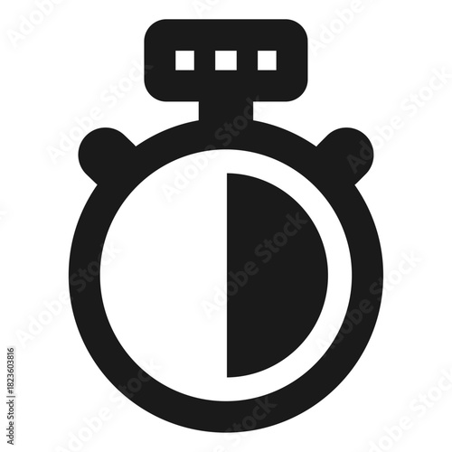 Half progress stopwatch icon – 1/2 filled timer symbol for countdown, scheduling, productivity, and time tracking in minimal outline vector
