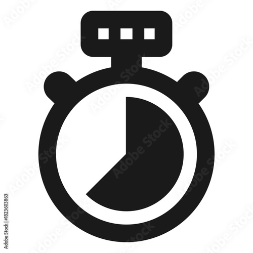 Three quarter progress stopwatch icon – 3/4 filled timer symbol for countdown, deadline, productivity, and time tracking in minimal outline vector
