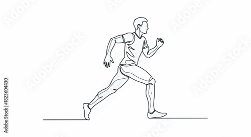 Simple continuous one line art drawing of a man running or jogging isolated on white background