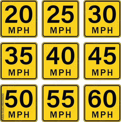 Speed limit sign vectors images