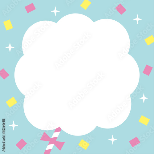 フワフワわたあめのフレームイラスト　正方形