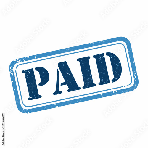 A blue rectangular stamp with the word "PAID" in white letters, indicating payment confirmation.