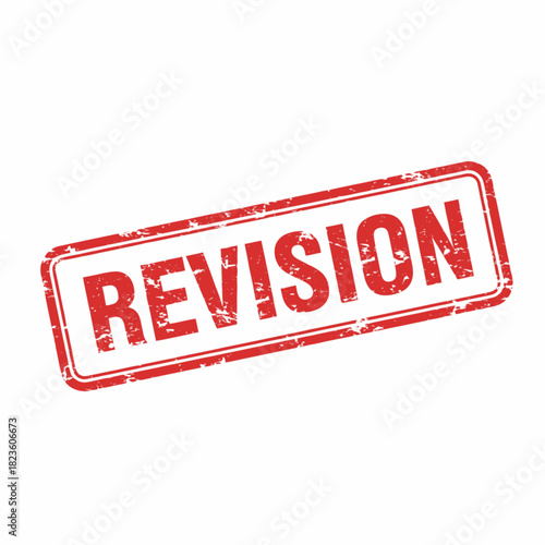 A red rectangular stamp with the word REVISION in bold white capital letters.