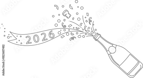 2026 new year celebration champagne bottle party confetti holiday event