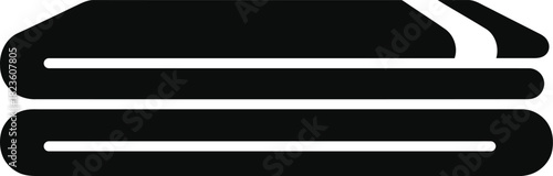 Folded Towel Icon Depicting Bath Accessory for Cleaning and Hygiene in Black and White Minimalist Design with a Spa Theme