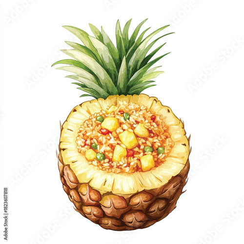a cute Pineapple fried rice served inside