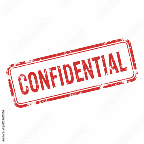 Red grunge rubber stamp with the word CONFIDENTIAL on a white background, indicating secrecy or restricted access.