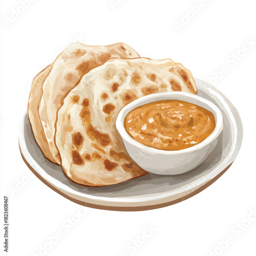 a cute Malaysian roti canai with curry