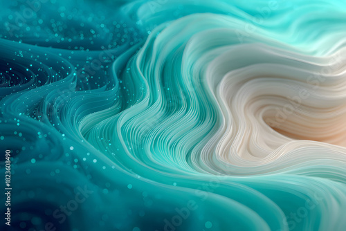 Abstract Wave Formations in Aqua and Cream Tones for Modern Interior Design