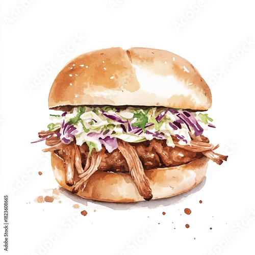 a cute Pulled pork sandwich with coleslaw