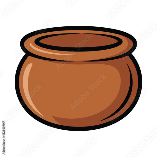 Handcrafted clay pot isolated vector illustration on white background