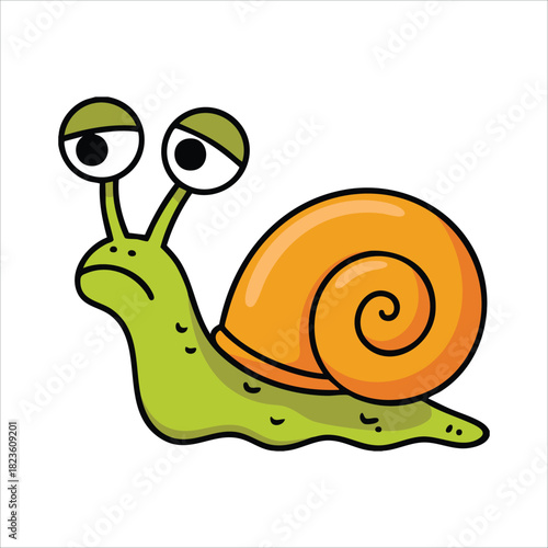 garden snail with spiral shell crawling slowly isolated vector illustration on white background