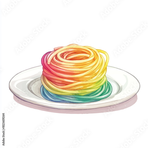 a cute Spaghett dyed in rainbow colors rolled neat