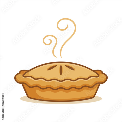Fresh baked apple pie with cinnamon filling dessert isolated vector illustration on white background